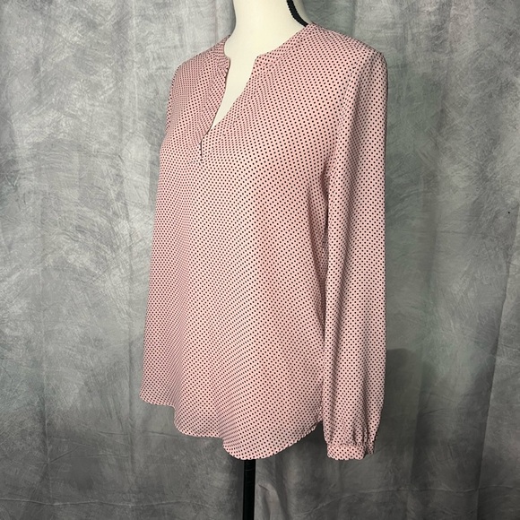 Adrianna Papell Pink Polka Dot V-neck Blouse - Picture 4 of 10